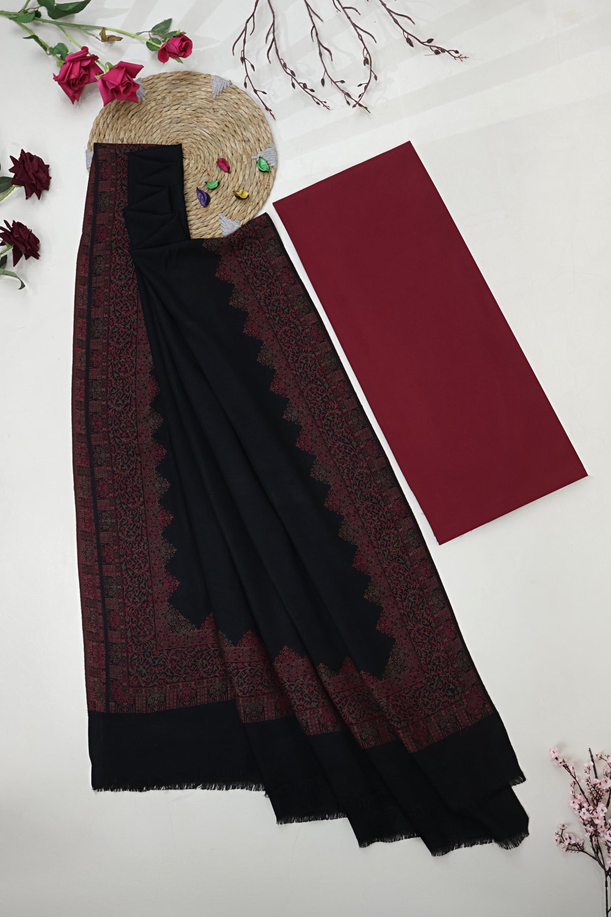 3Piece -Karandi with Pashmina Shawl KP26MR16