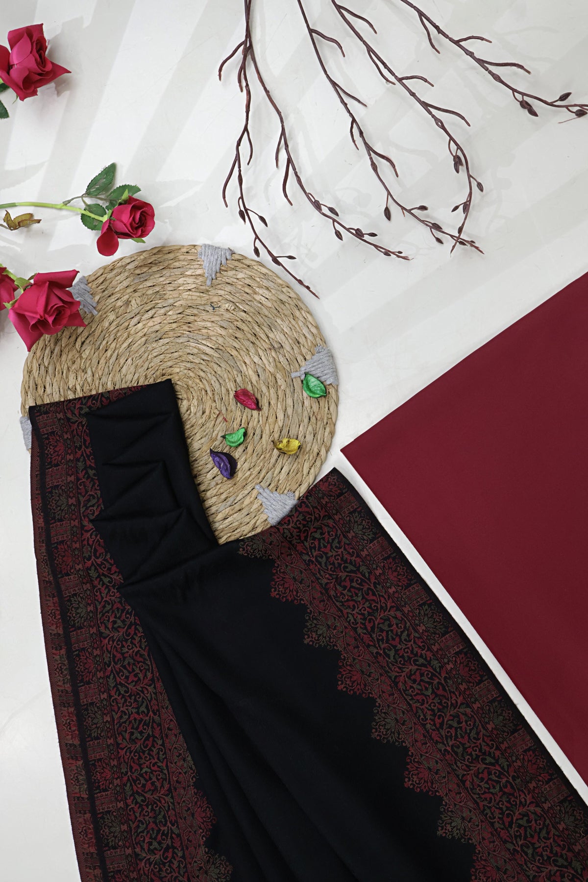 3Piece -Karandi with Pashmina Shawl KP26MR16