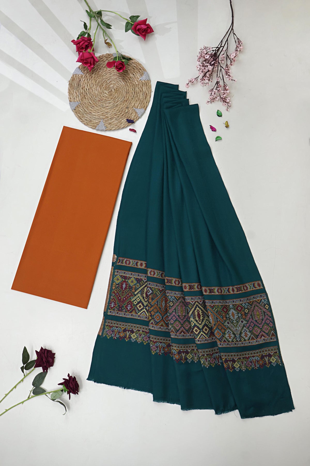 3Piece -Karandi with Pashmina Shawl KP26ORG05