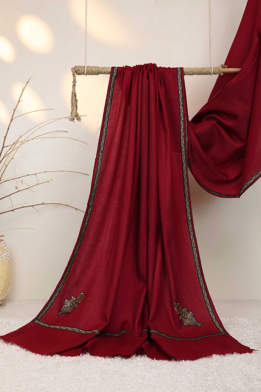 Embroidered Broder Pashmina Mehroon Shawl FG0027