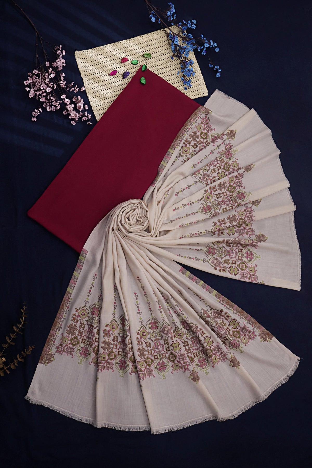 3Piece -Karandi with Pashmina Shawl KP26MR17