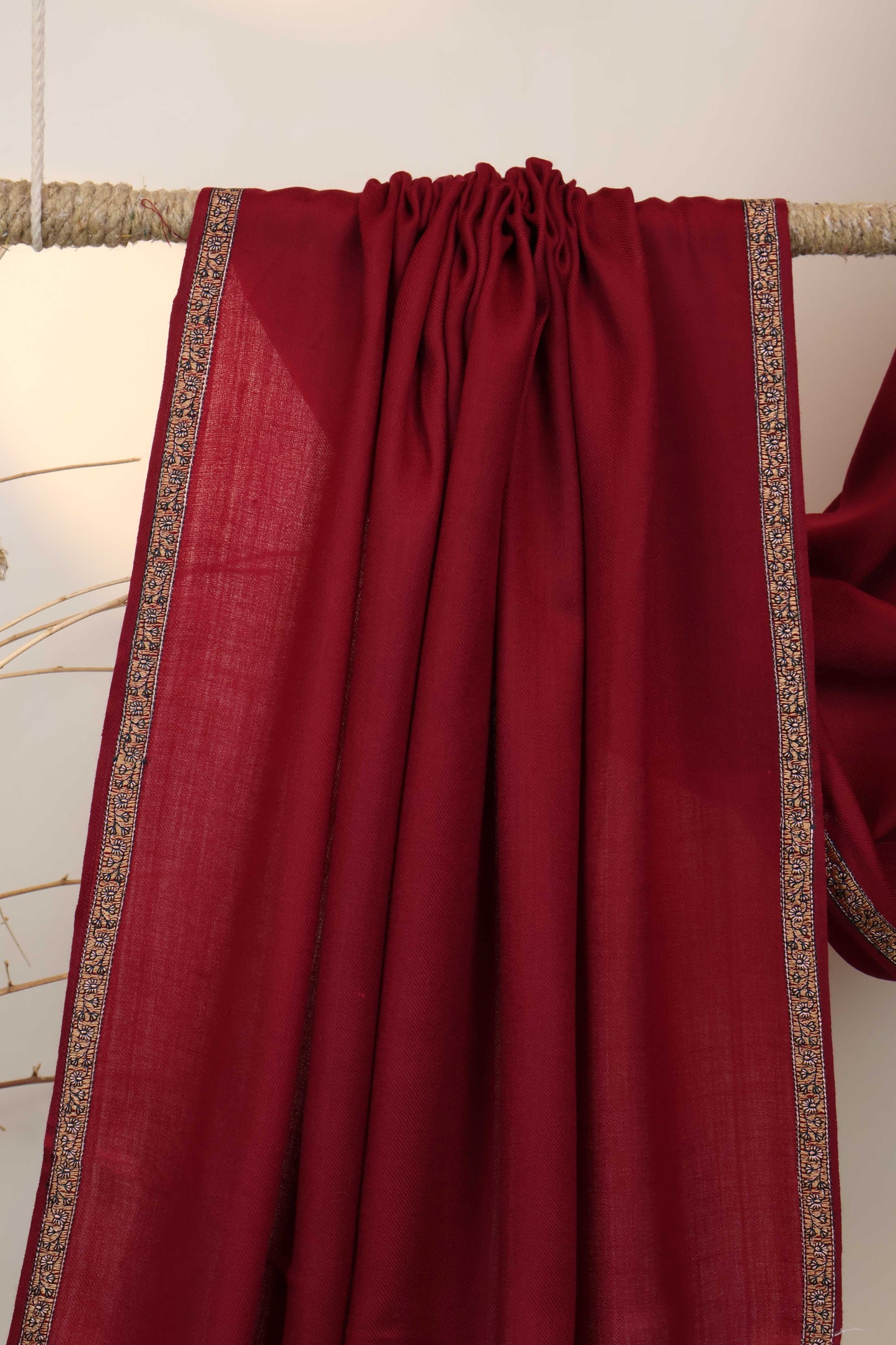 Embroidered Broder Pashmina Mehroon Shawl FG0027New