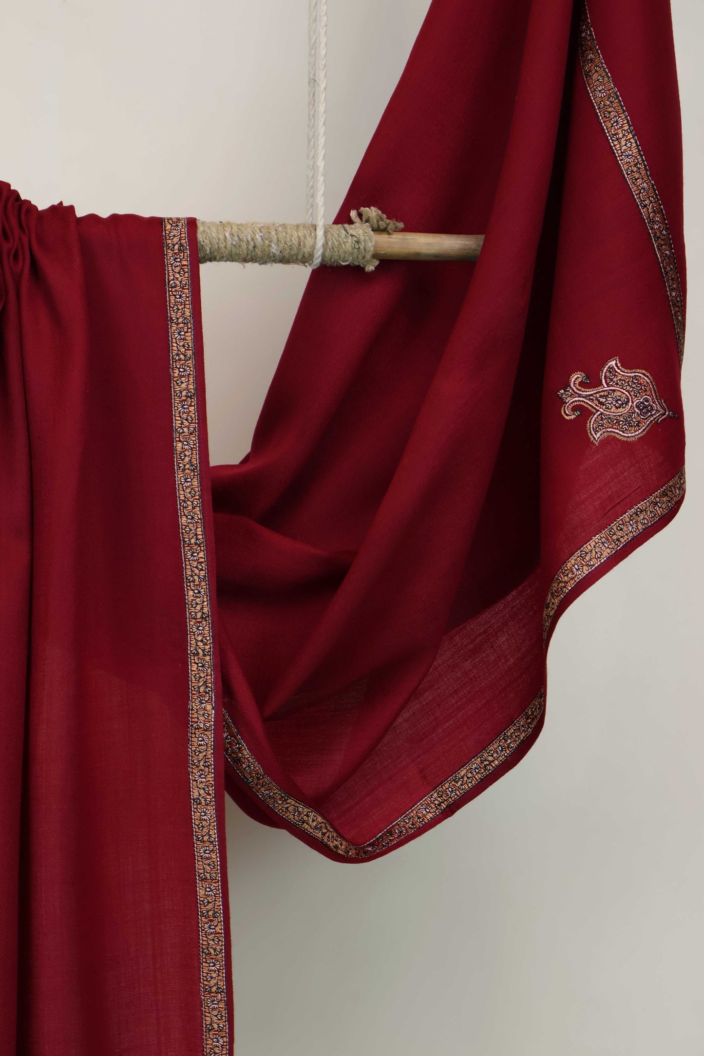 Embroidered Broder Pashmina Mehroon Shawl FG0027New