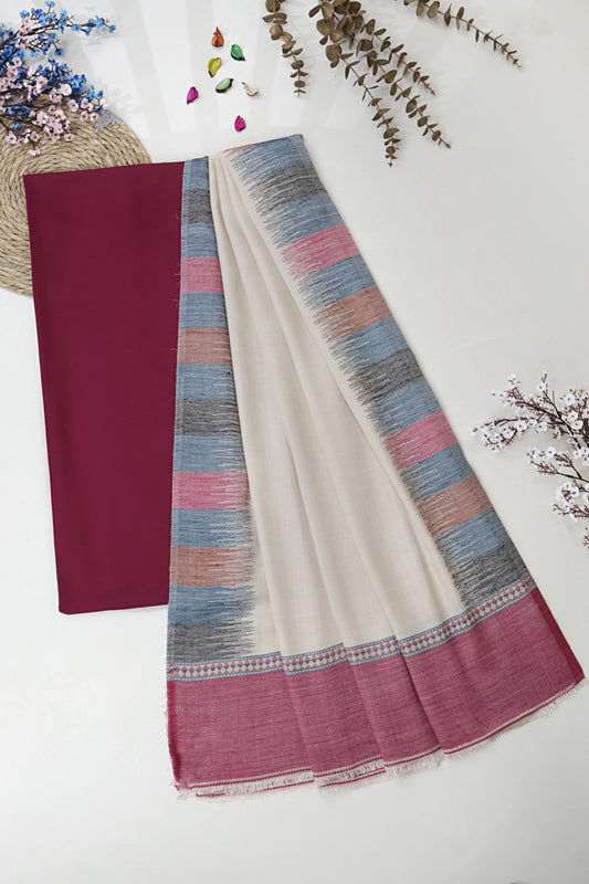 3Piece -Karandi with Pashmina Shawl KP26MR19