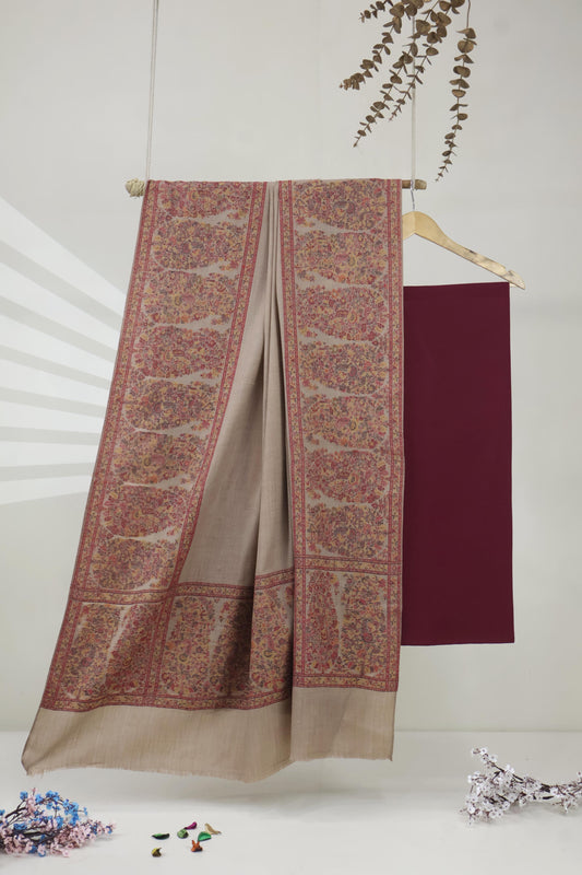 3Piece -Karandi with Pashmina Shawl KP26DMR40