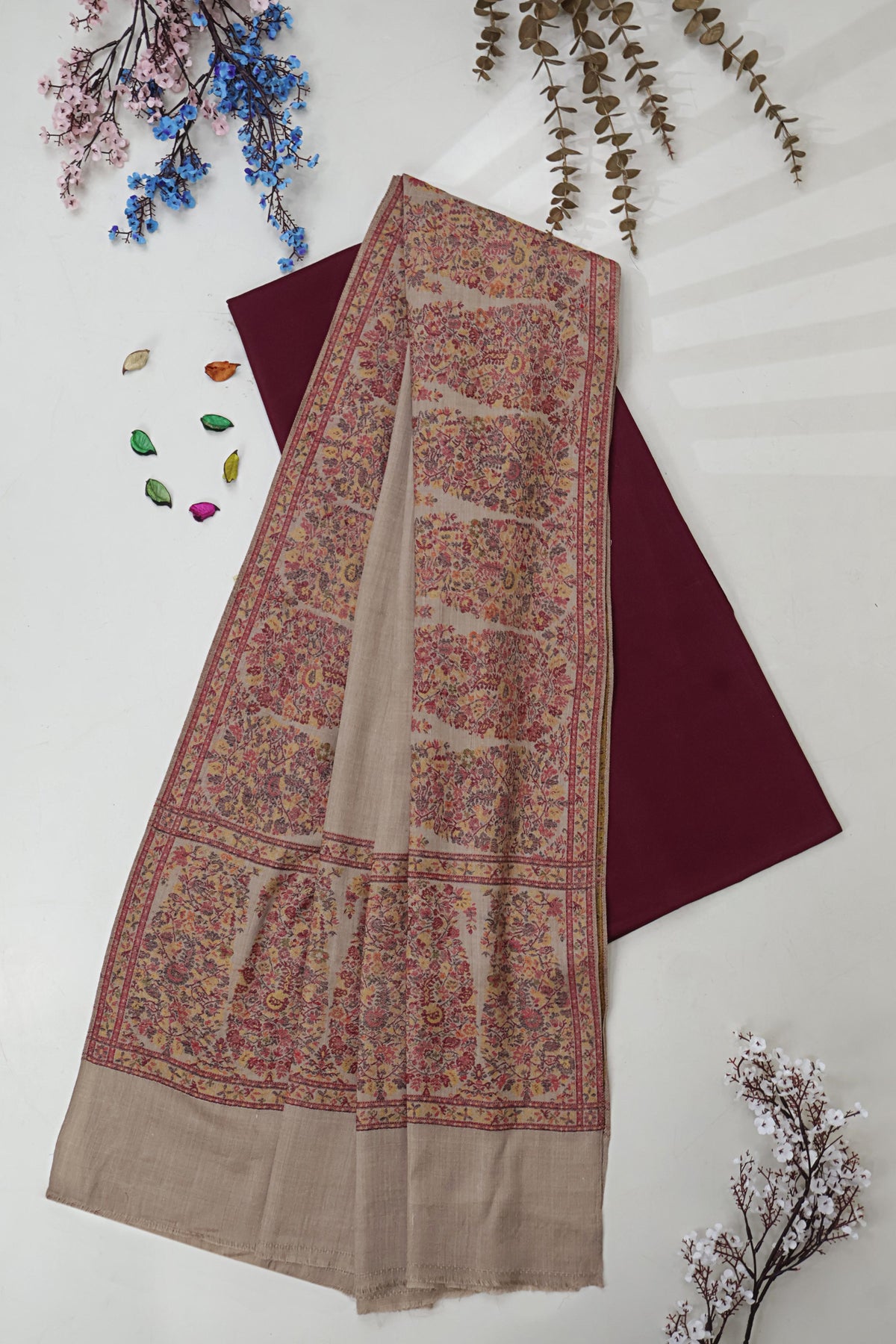 3Piece -Karandi with Pashmina Shawl KP26DMR40