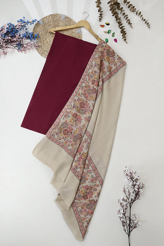 3Piece -Karandi with Pashmina Shawl KP26DMR41