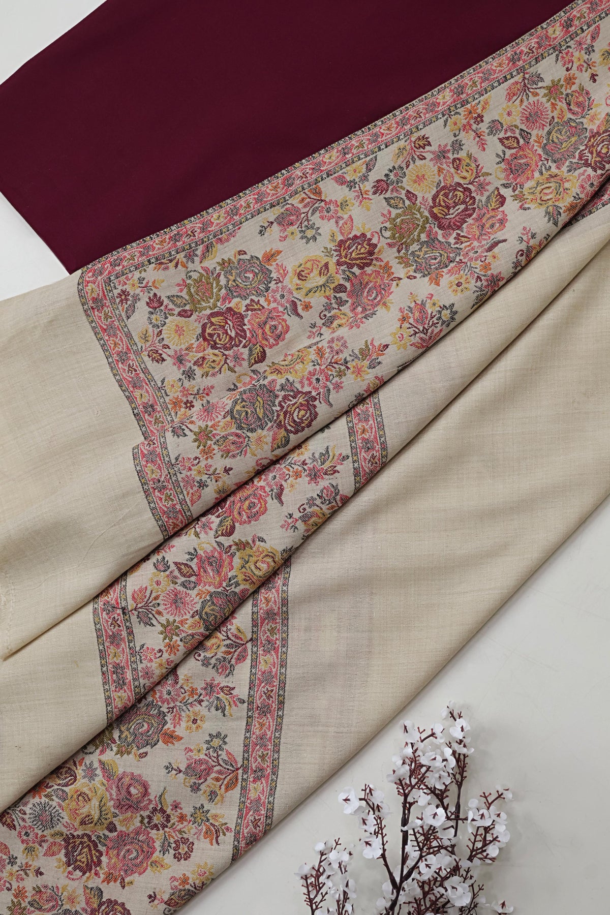 3Piece -Karandi with Pashmina Shawl KP26DMR41