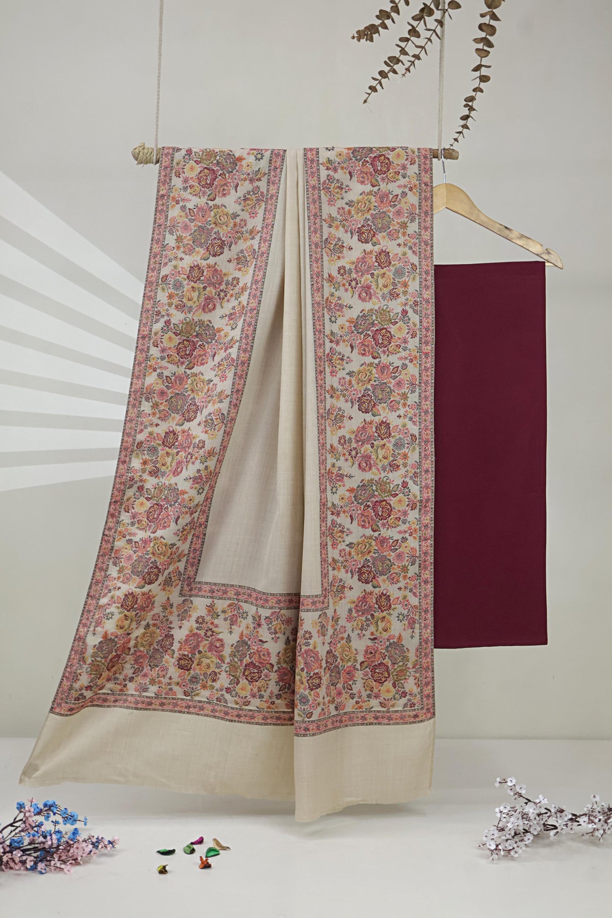 3Piece -Karandi with Pashmina Shawl KP26DMR41