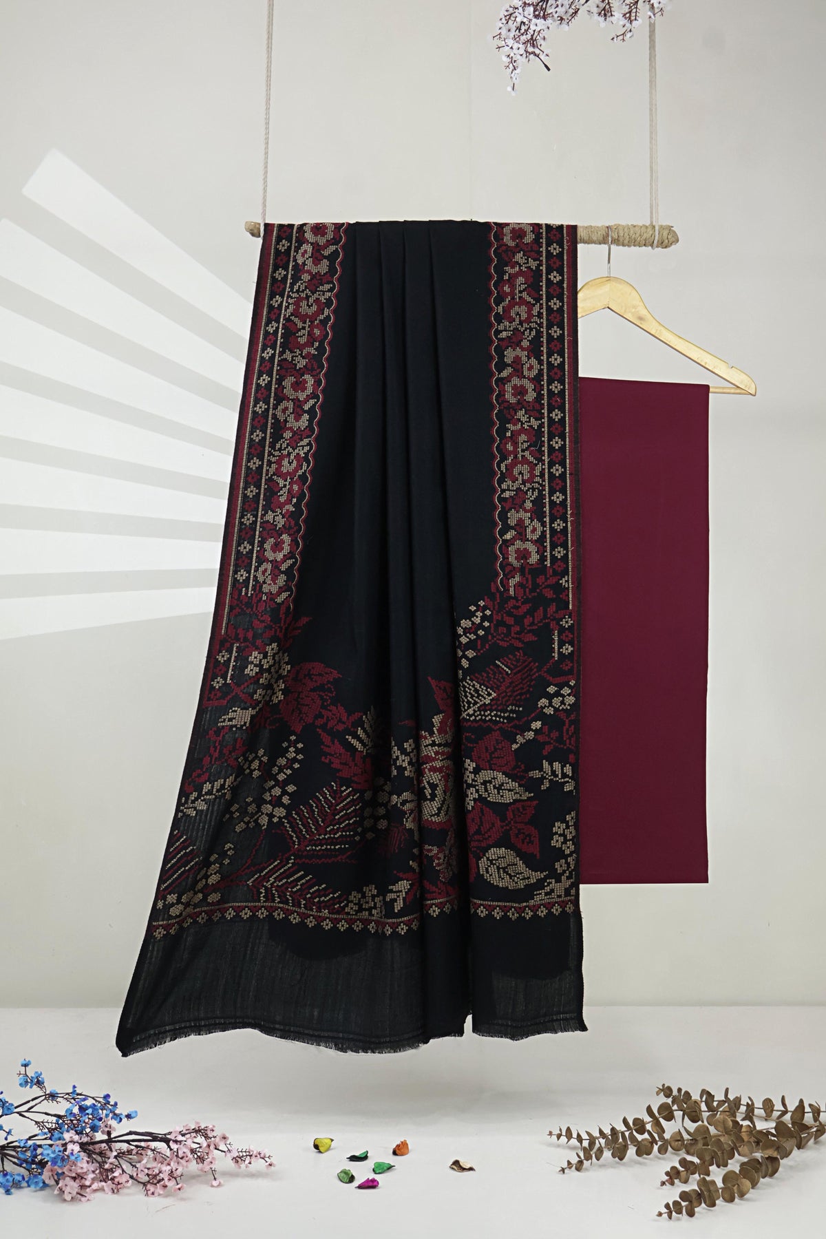 3Piece -Karandi with Pashmina Shawl KP26MR20