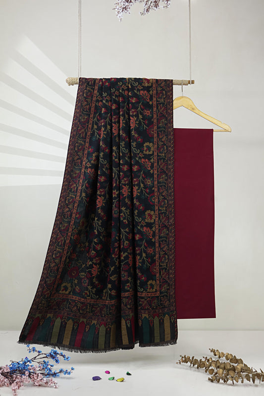 3Piece -Karandi with Pashmina Shawl KP26MR08