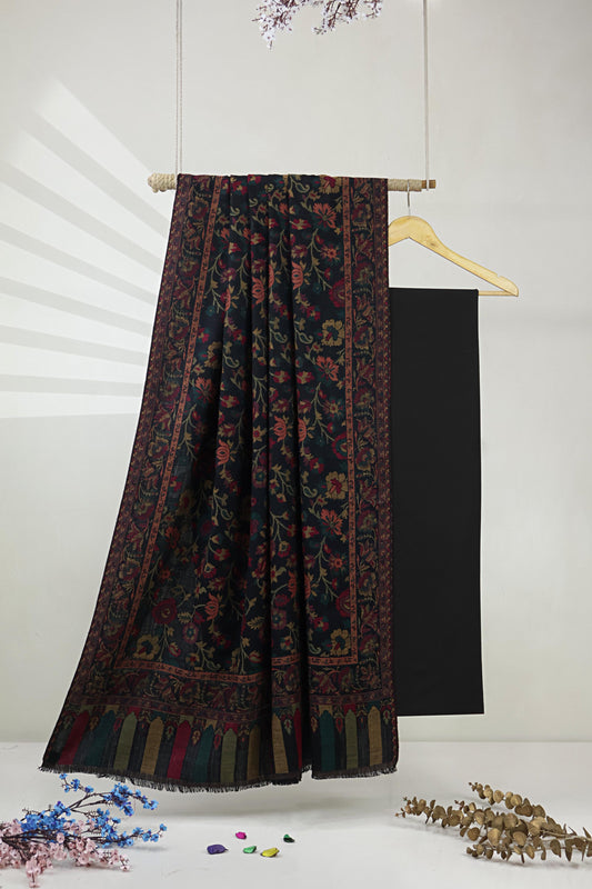 3Piece -Karandi with Pashmina Shawl KP26BLK23