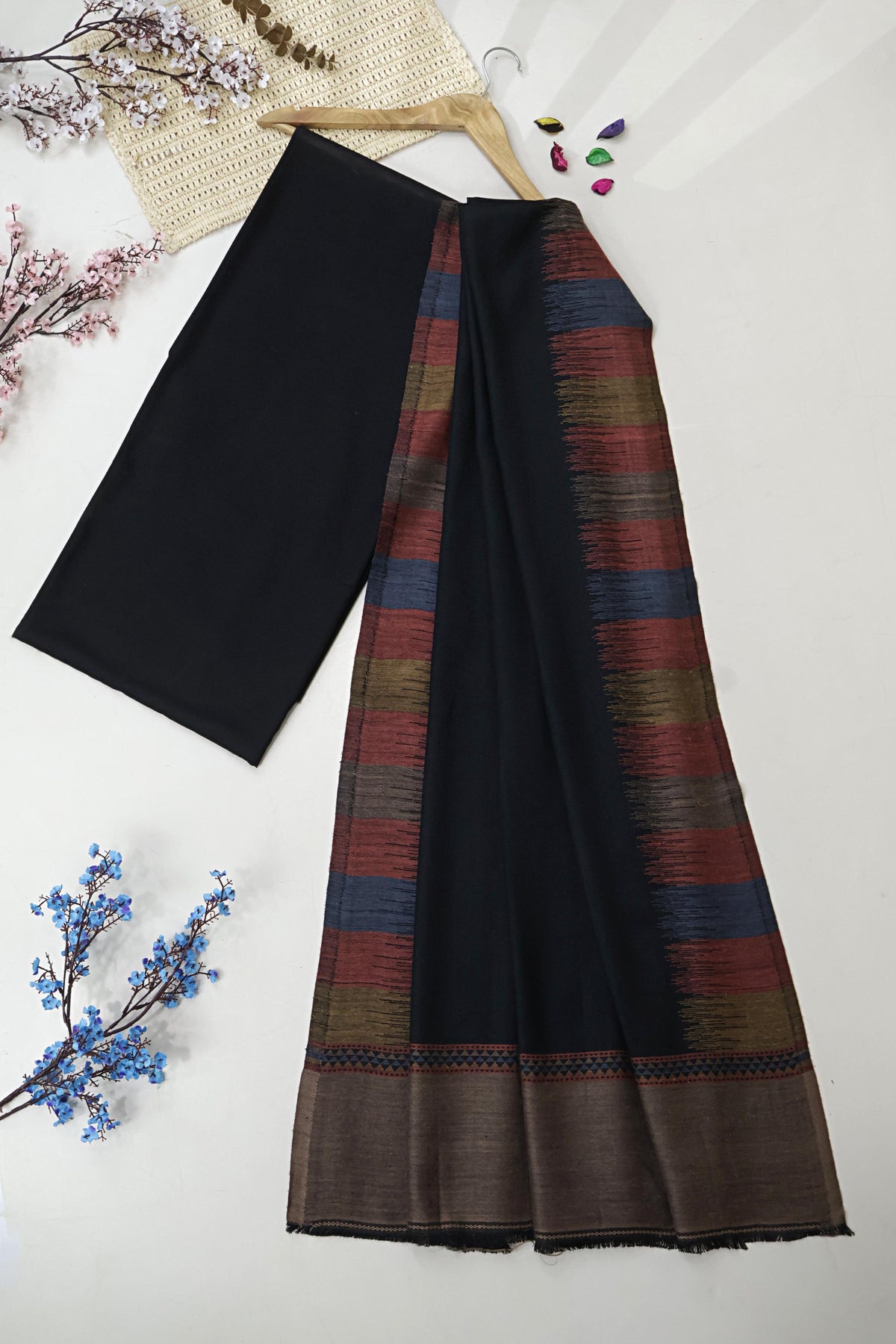 3Piece -Karandi with Pashmina Shawl KP26BLK24