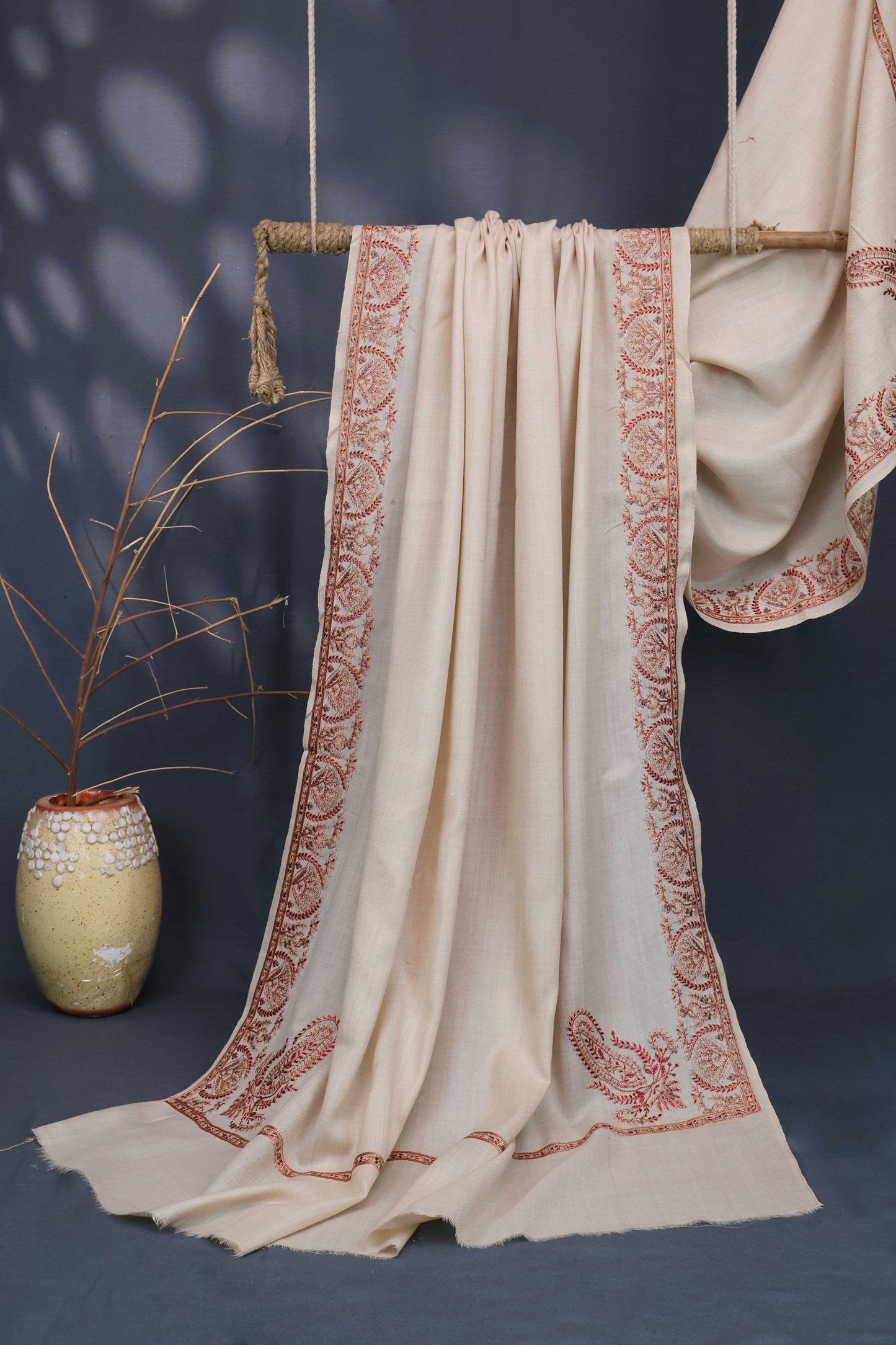 4 Side Embroidered Broder Pashmina Shawl 3636CC