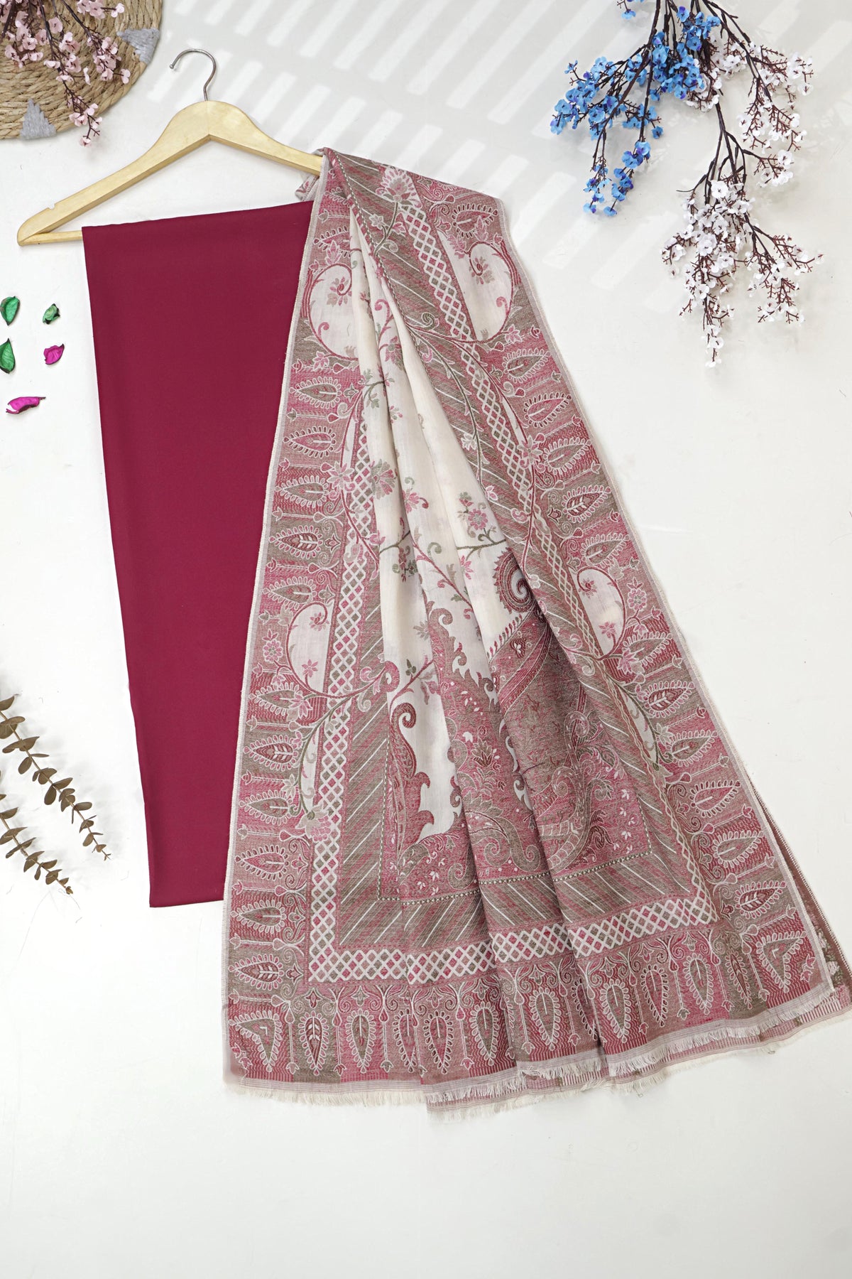3Piece -Karandi with Pashmina Shawl KP26MR22