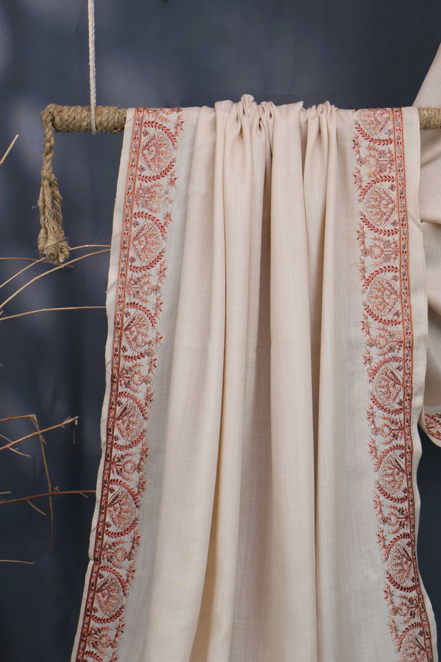 4 Side Embroidered Broder Pashmina Shawl 3636CC