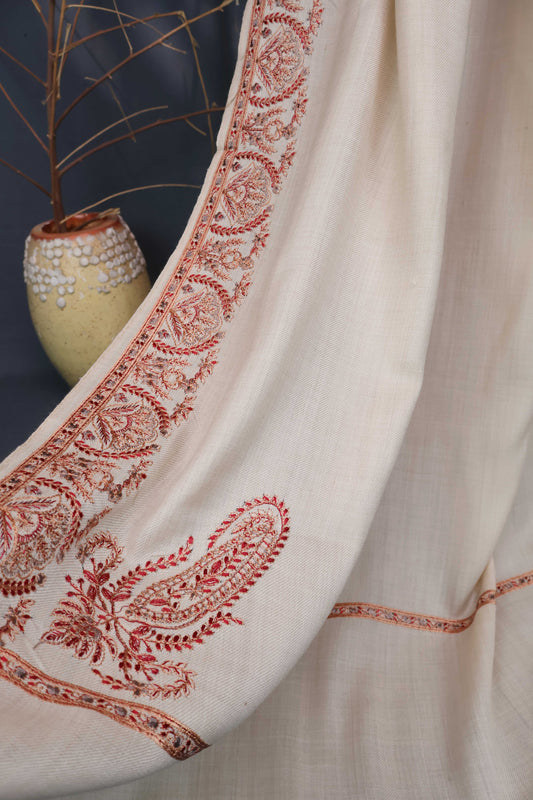 4 Side Embroidered Broder Pashmina Shawl 3636CC