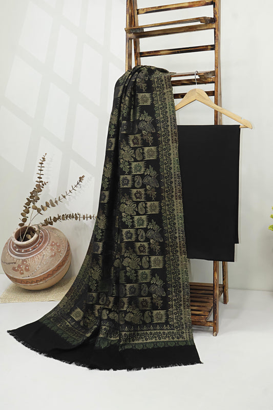 3Piece -Karandi with Pashmina Shawl KP26BLK03