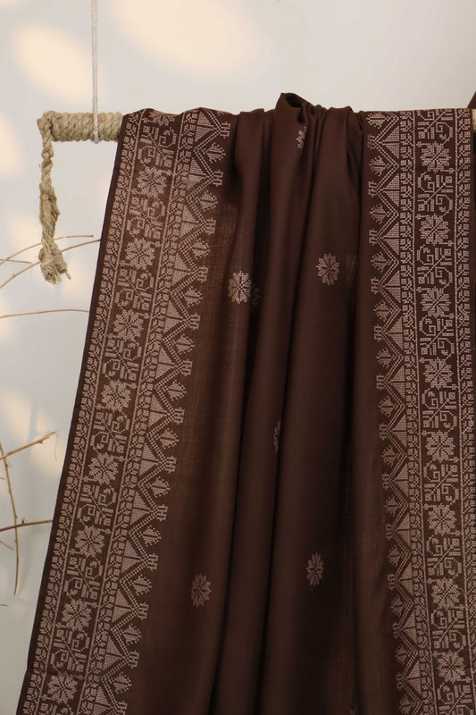 Embroidered Pashmina Choclate Brown Shawl  Sh46