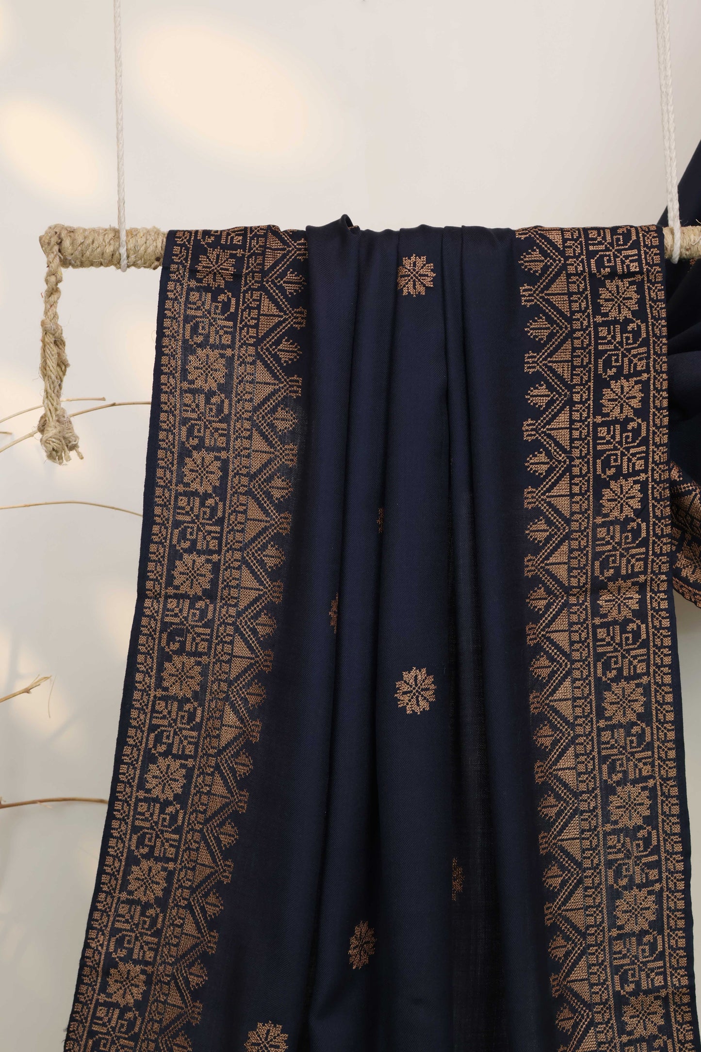 Embroidered Pashmina Navy Blue Shawl  Sh52