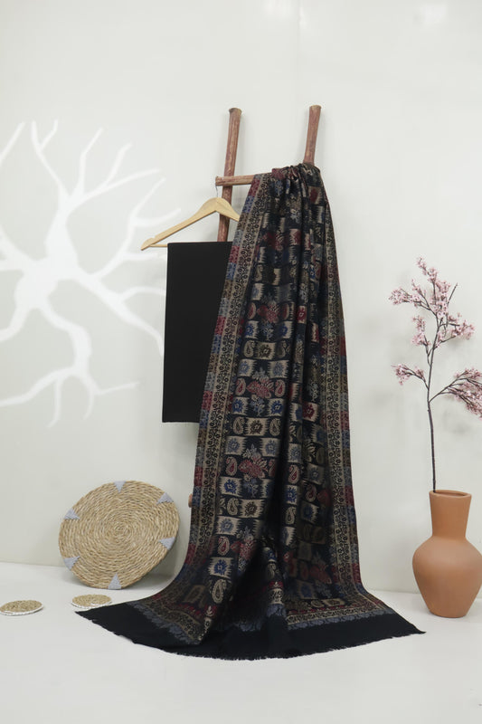 3Piece -Karandi with Pashmina Shawl KP26BLK05
