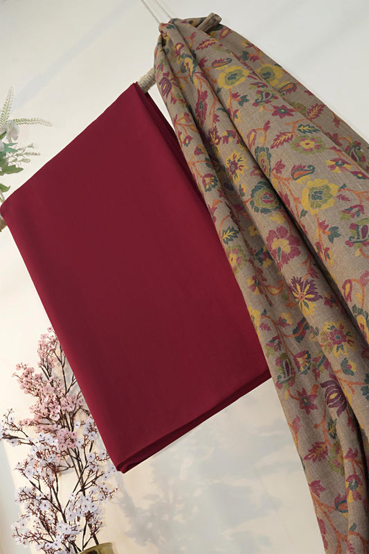3Piece -Karandi with Pashmina Shawl KP26MR01