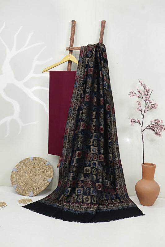 3Piece -Karandi with Pashmina Shawl KP26DMR08