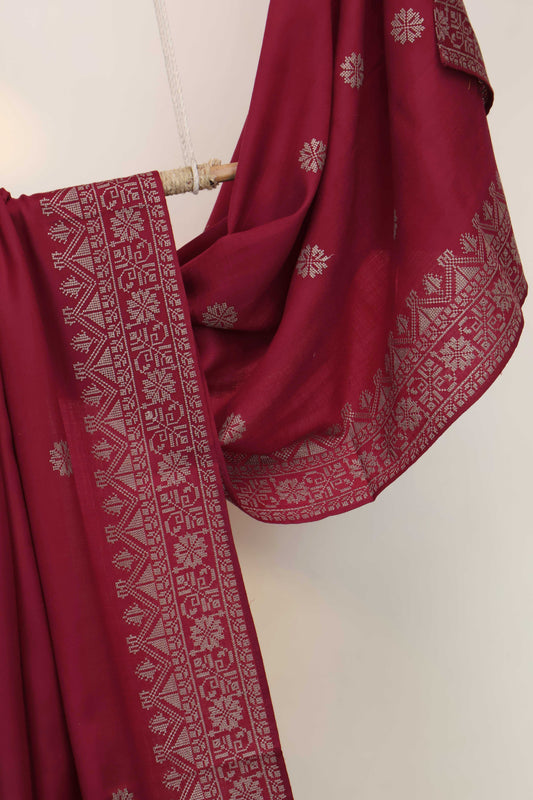 Embroidered Pashmina Mehroon Shawl  Sh48