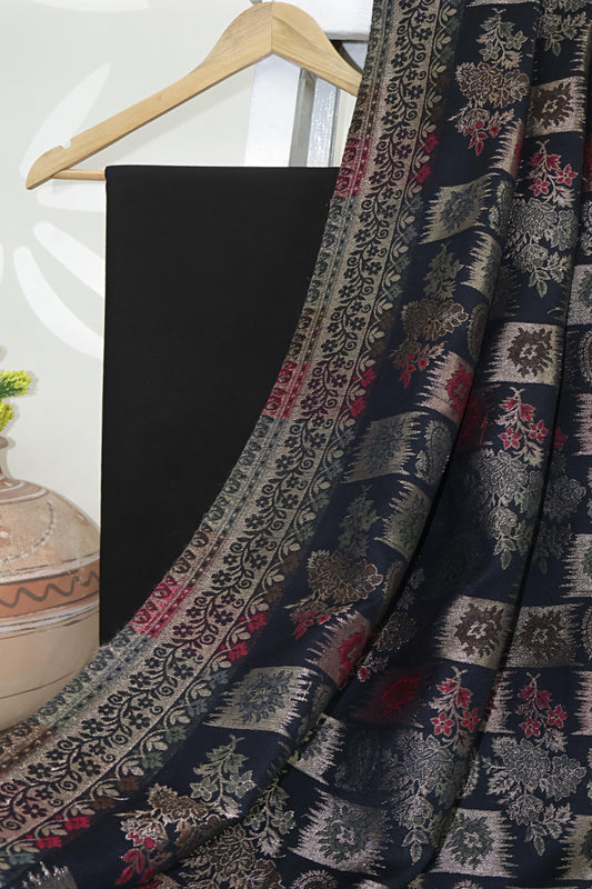 3Piece -Karandi with Pashmina Shawl KP26BLK07