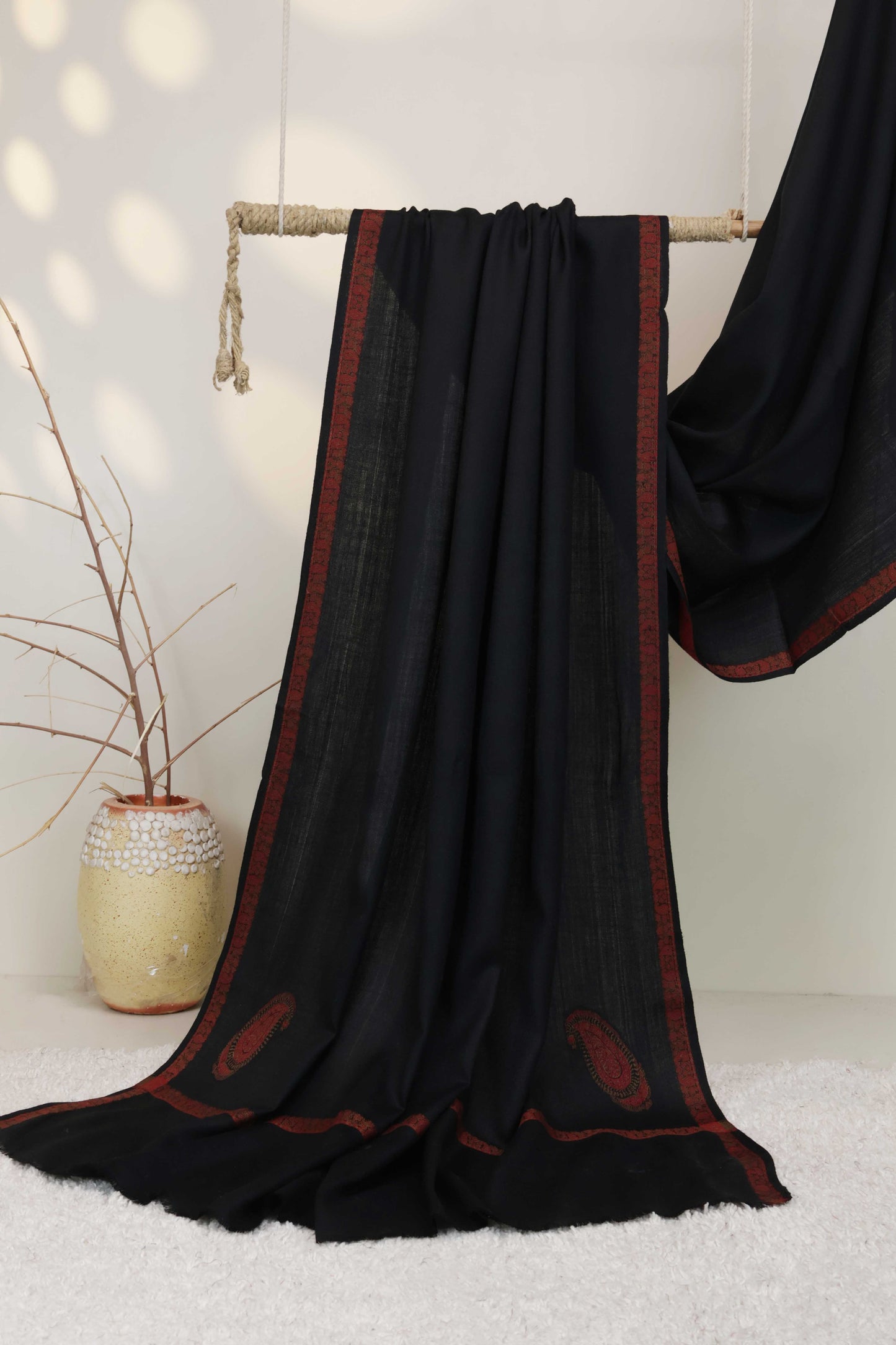 4 Side Kani Palo Pashmina Shawl 3535 Black2