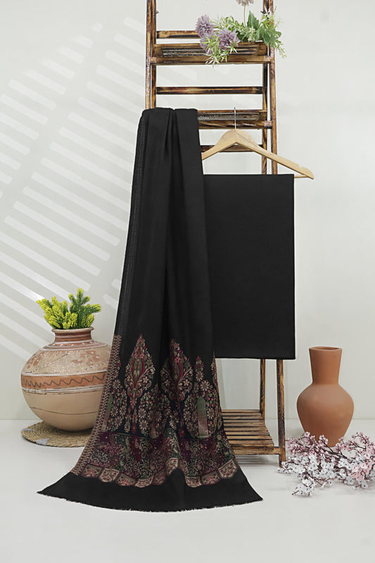 3Piece -Karandi with Pashmina Shawl KP26BLK08