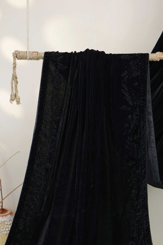 Stone Border Velvet Shawl 2651 Black