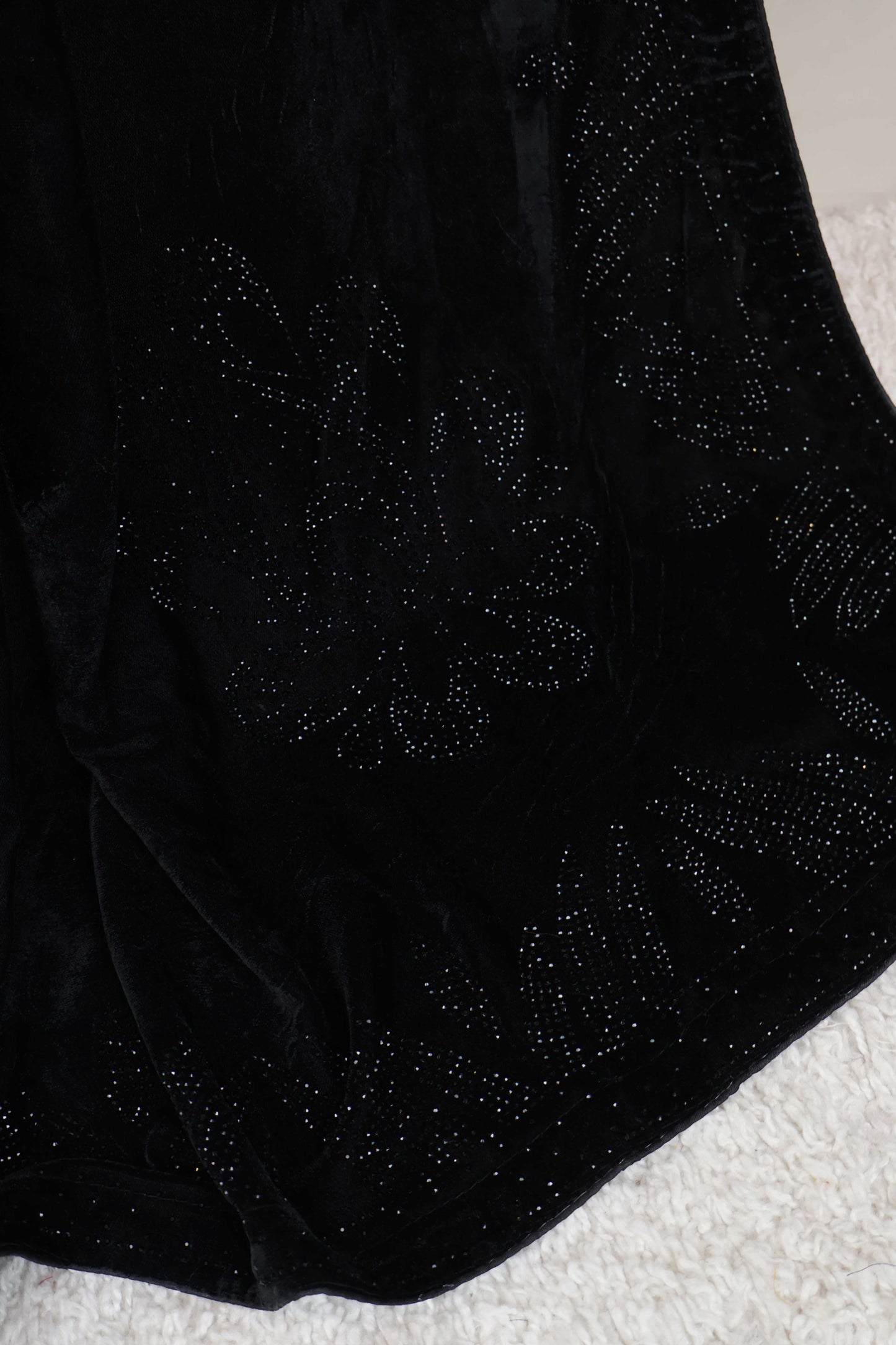 Stone Border Velvet Shawl 2651 Black