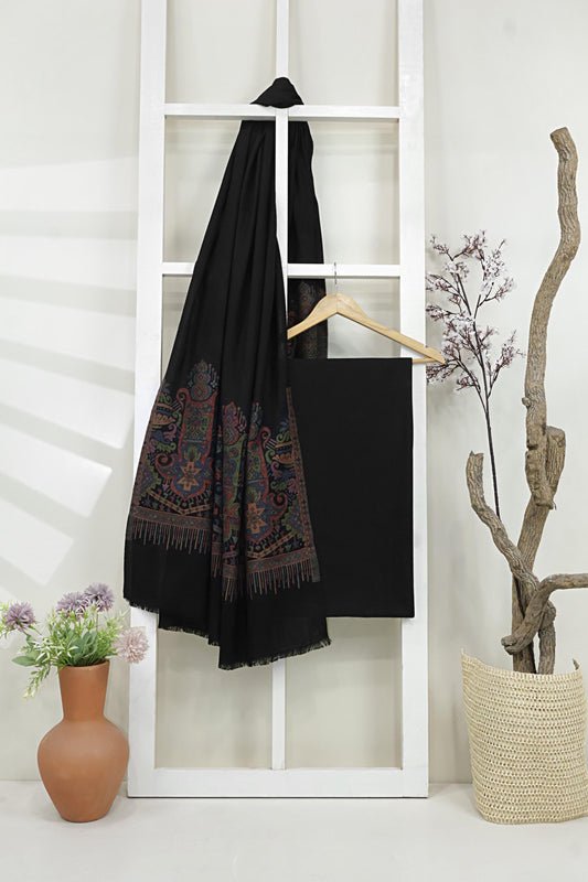 3Piece -Karandi with Pashmina Shawl KP26BLK10