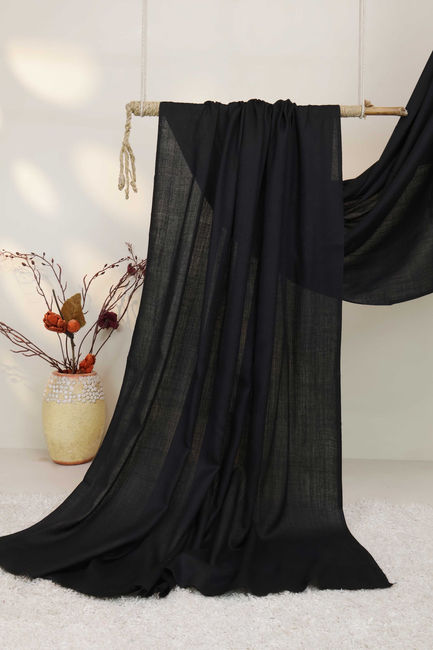 Plain Acralic Pashmina Shawl Black SB08A