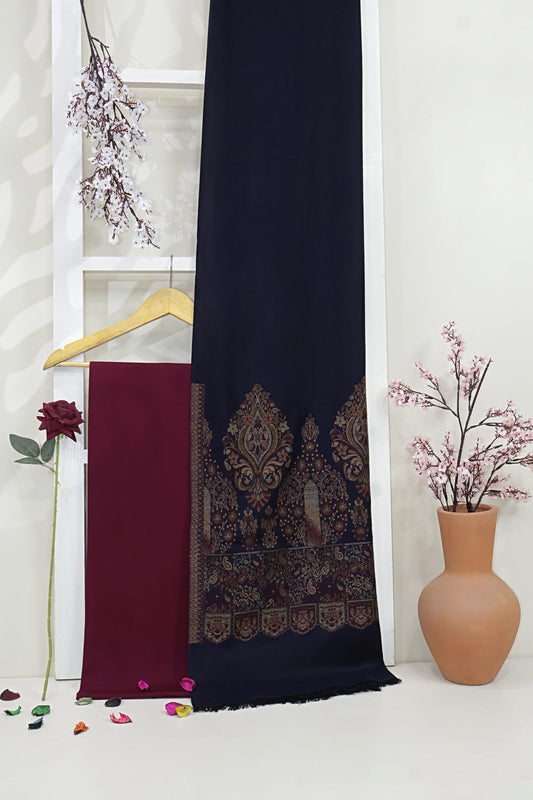 3Piece -Karandi with Pashmina Shawl KP26DMR11