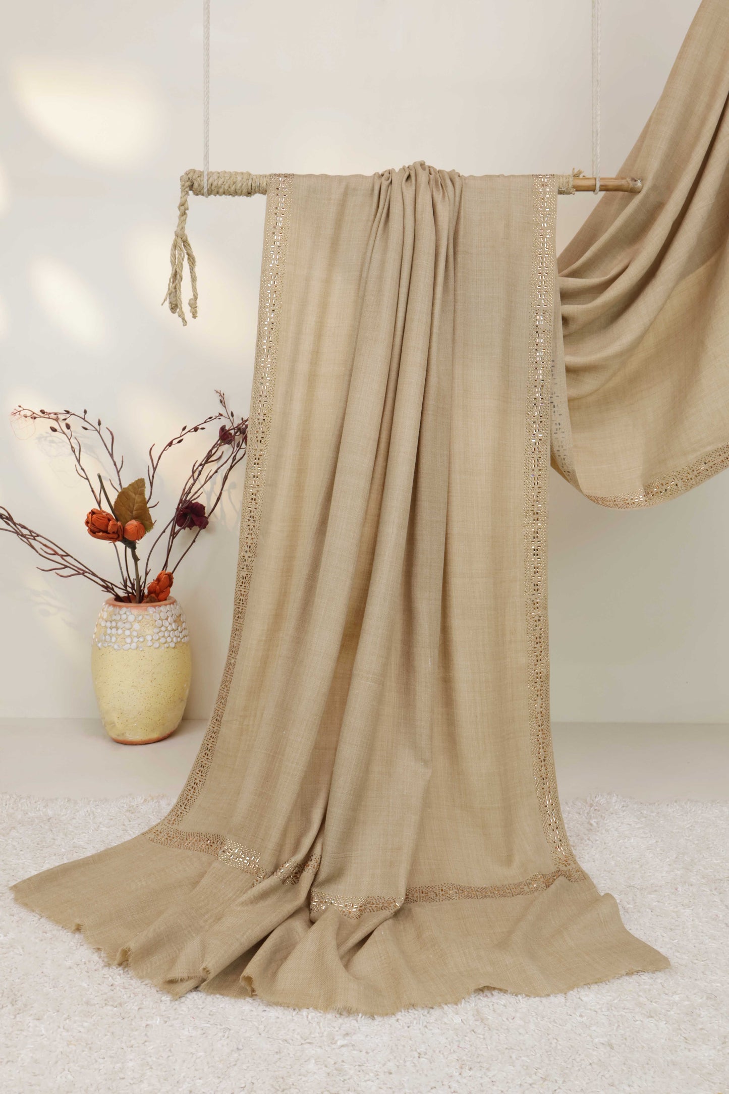 Stone Border Pashmina Shawl  PDWSH45