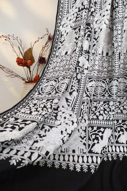 Aari Embroidered Pashmina Wool Shawl WRC14
