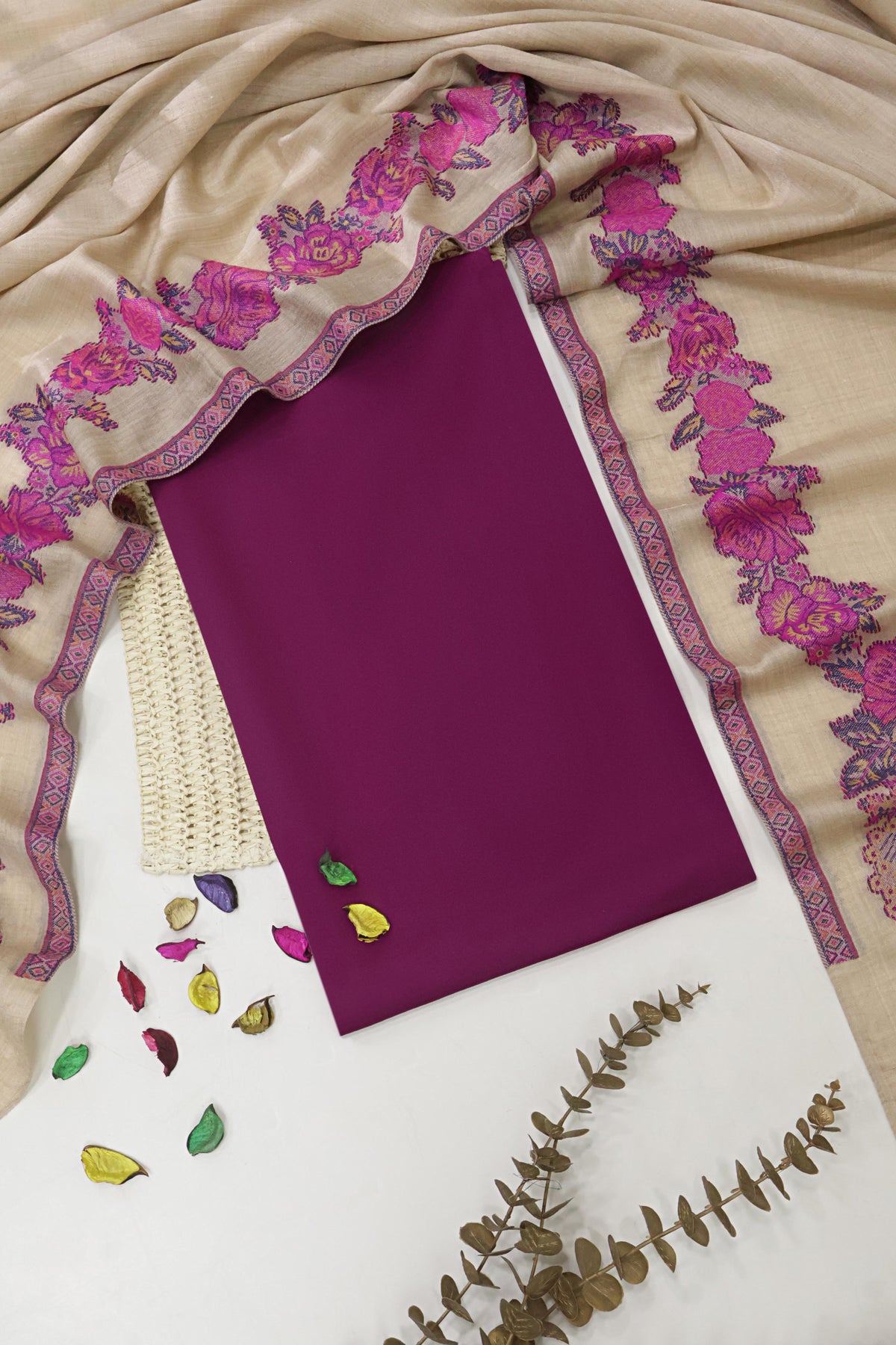 3Piece -Karandi with Pashmina Shawl KP26DMJ02