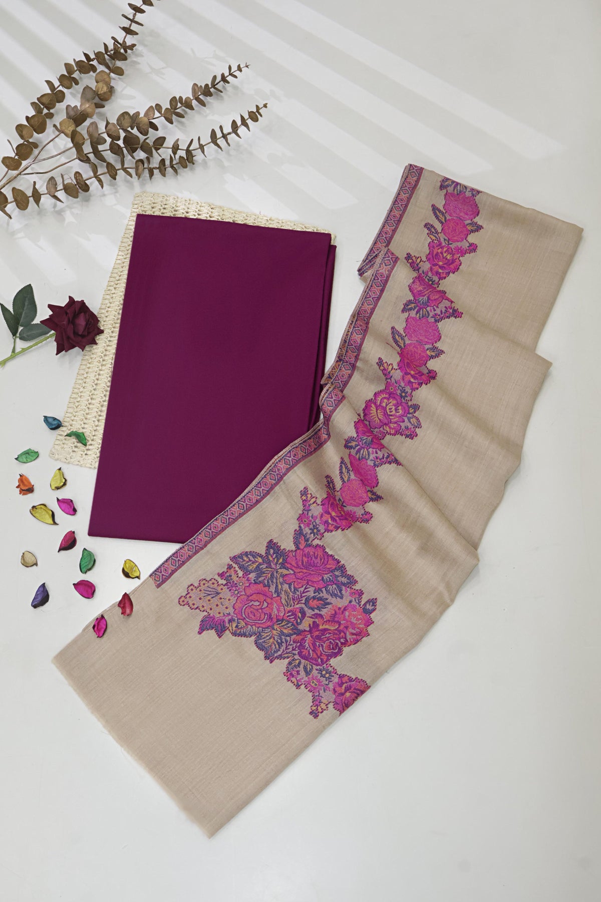 3Piece -Karandi with Pashmina Shawl KP26DMJ02