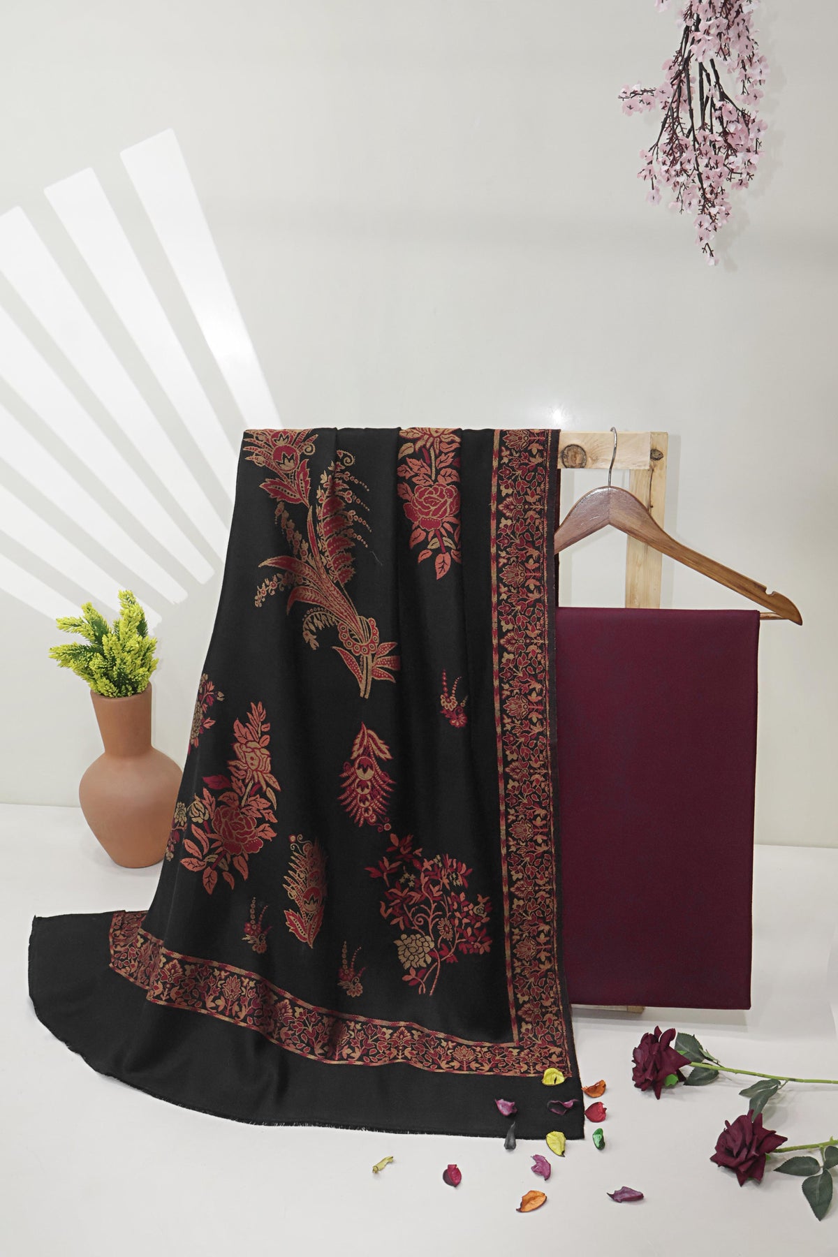 3Piece -Karandi with Pashmina Shawl KP26DMR12