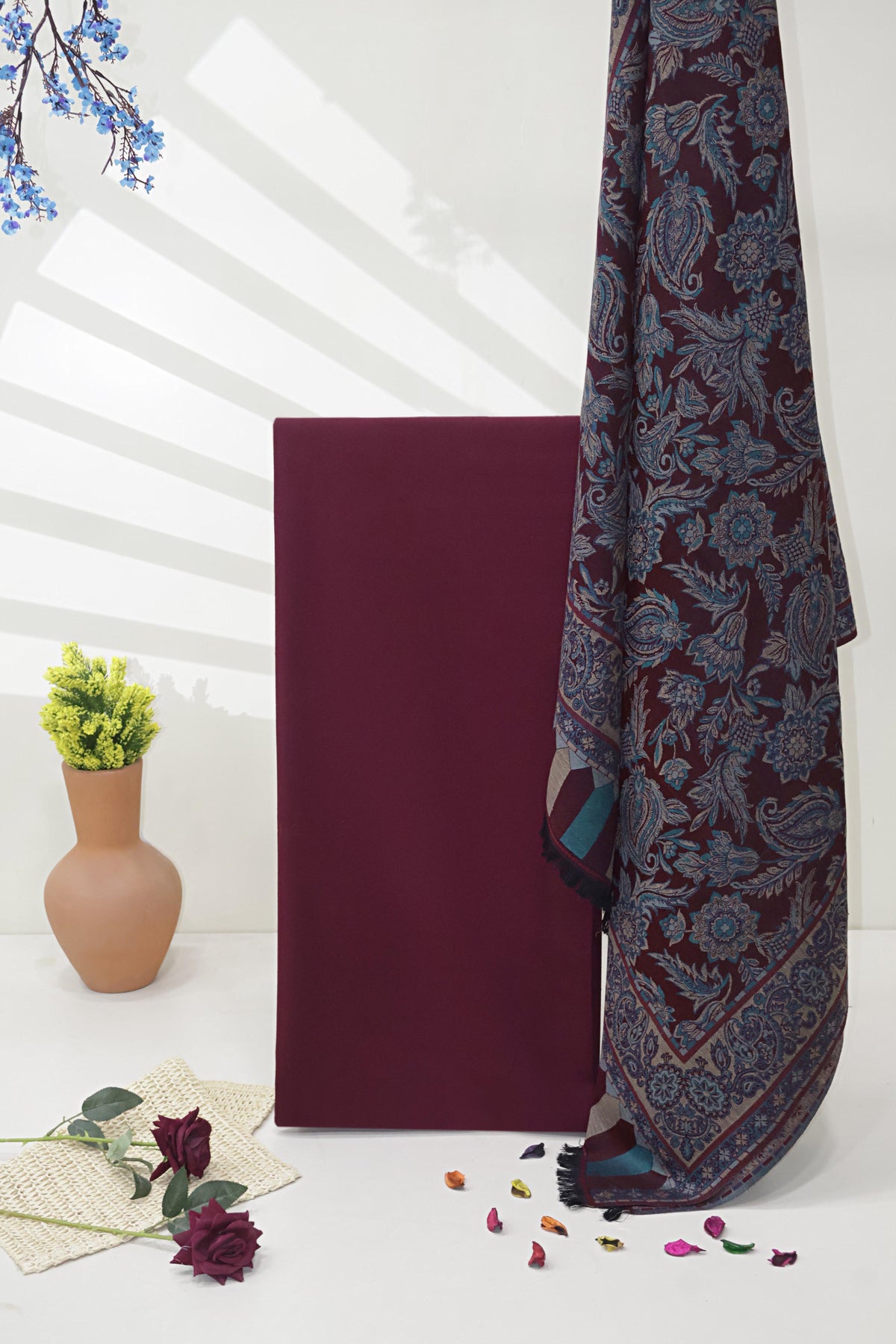 3Piece -Karandi with Pashmina Shawl KP26DMR13