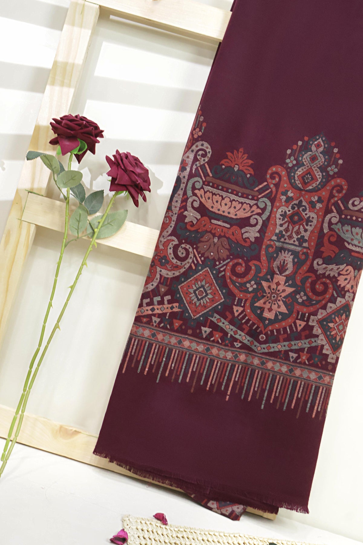 3Piece -Karandi with Pashmina Shawl KP26DMR14