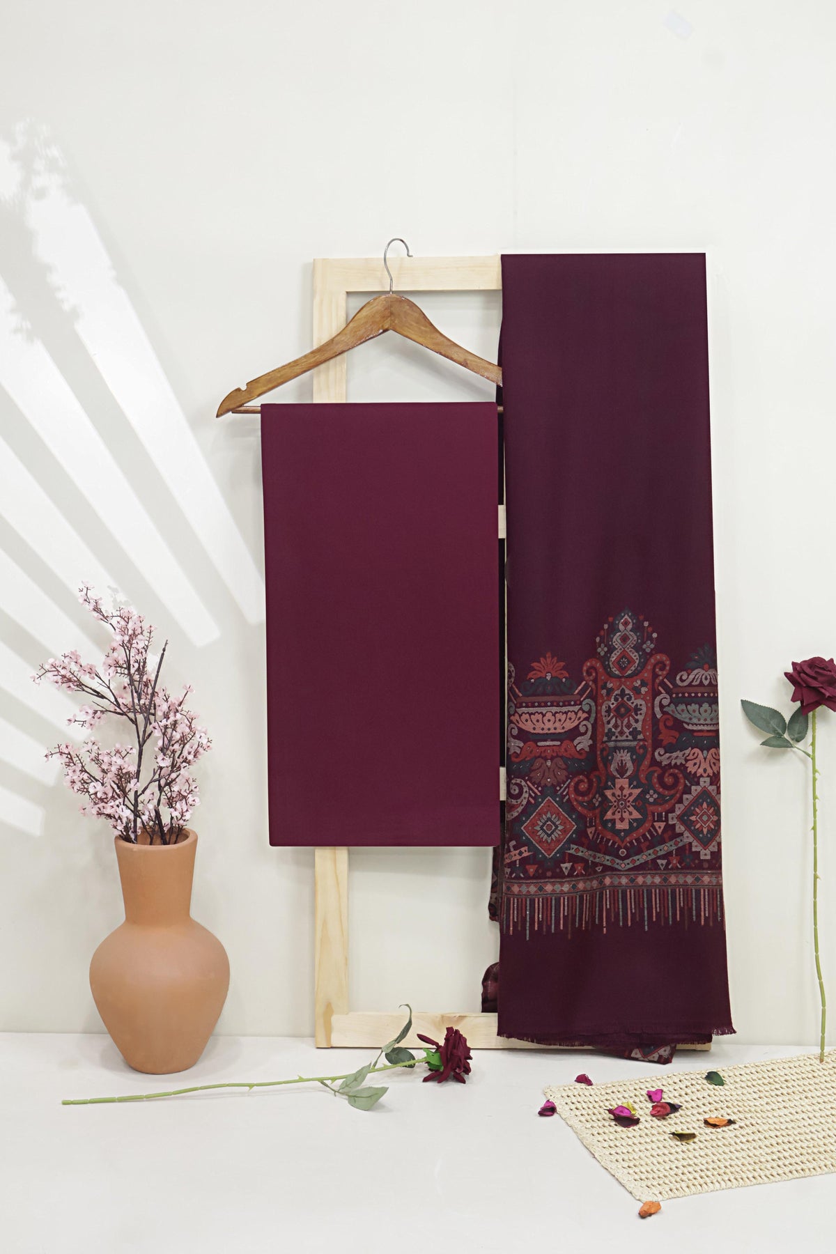 3Piece -Karandi with Pashmina Shawl KP26DMR14