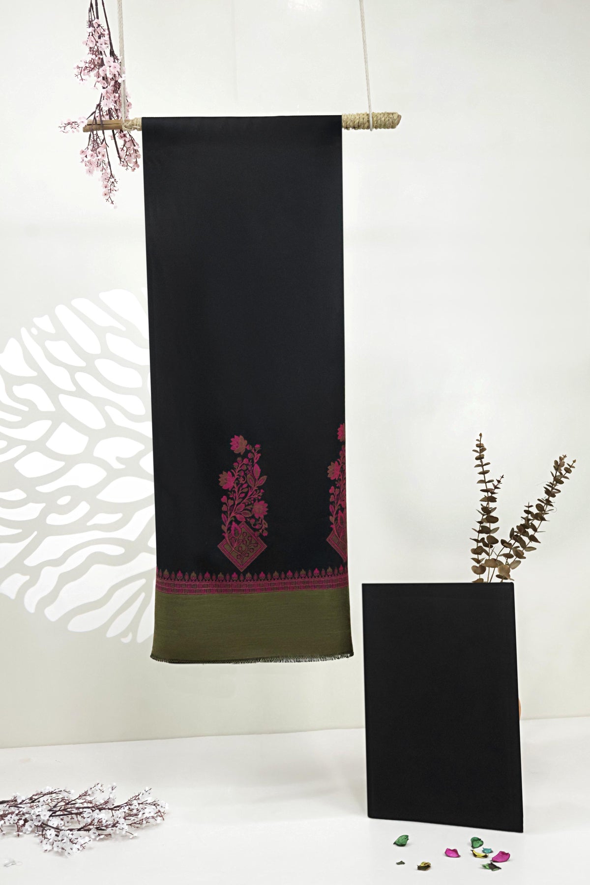 3Piece -Karandi with Pashmina Shawl KP26BLK17