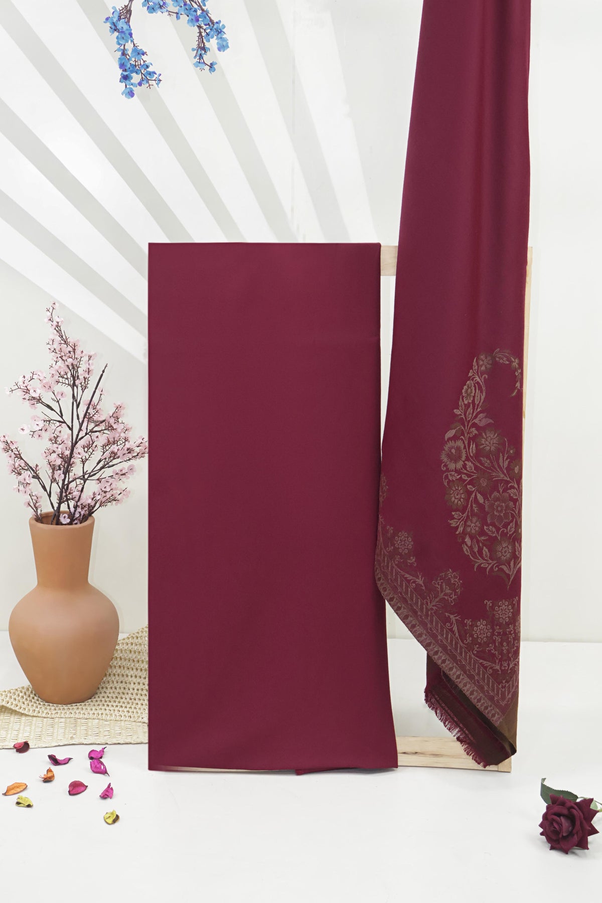 3Piece -Karandi with Pashmina Shawl KP26DMR17
