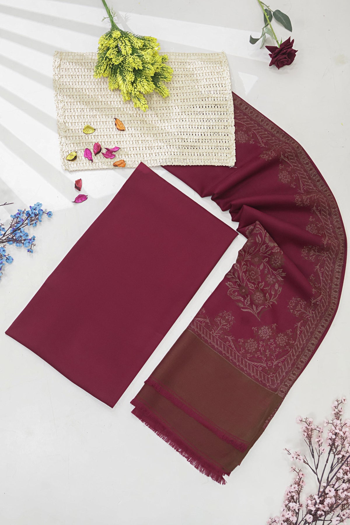 3Piece -Karandi with Pashmina Shawl KP26DMR17