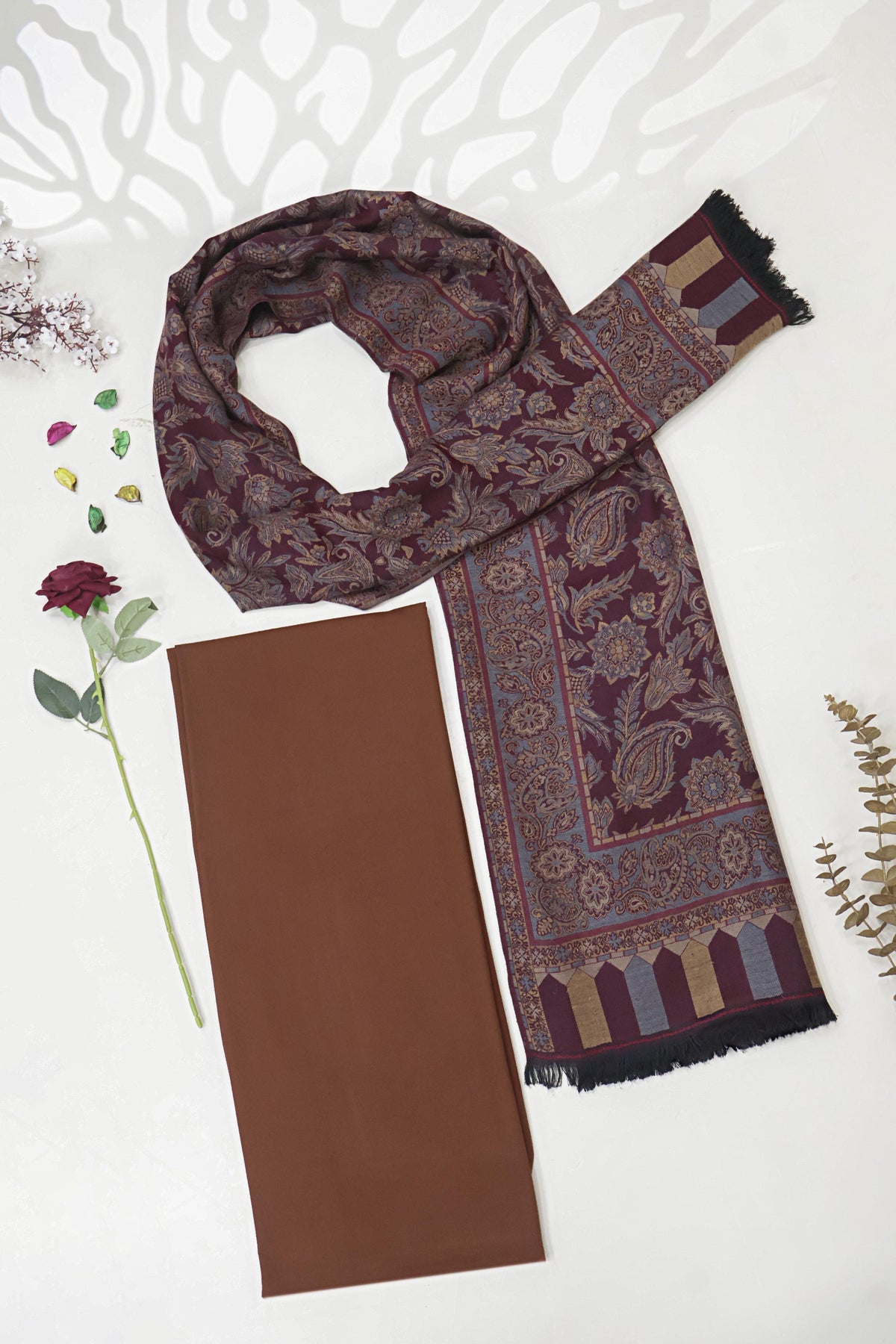 3Piece -Karandi with Pashmina Shawl KP26DRS09