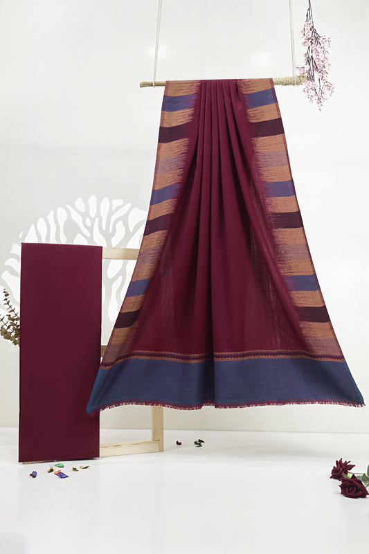 3Piece -Karandi with Pashmina Shawl KP26DMR19