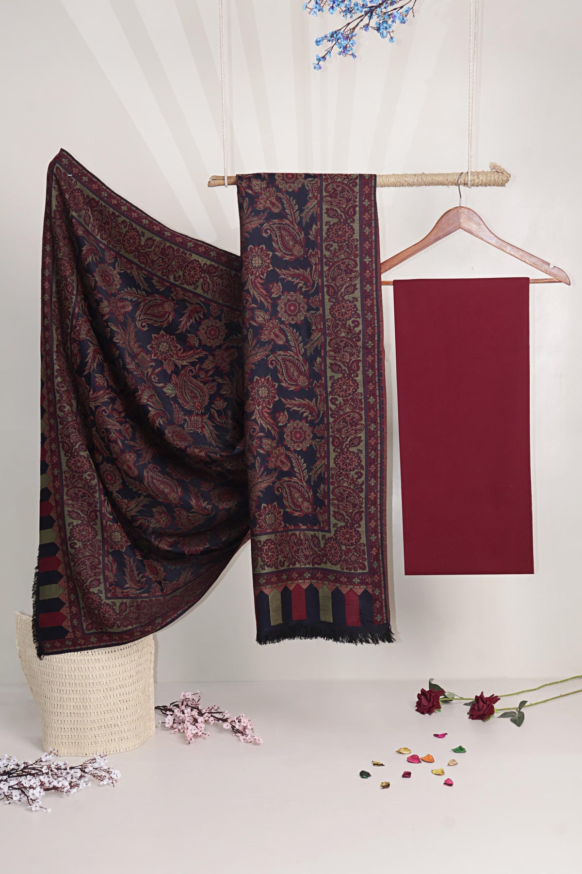 3Piece -Karandi with Pashmina Shawl KP26MR03